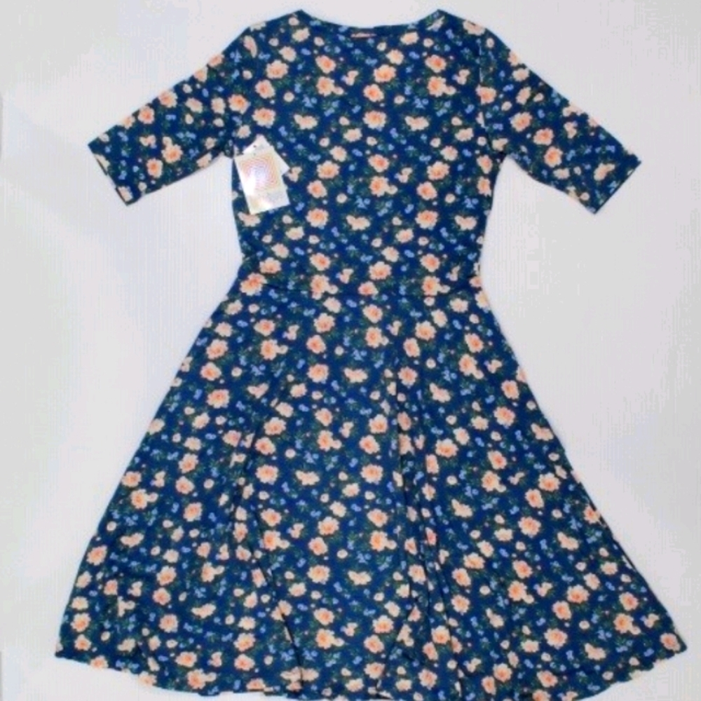 Lula Roe Blue Floral Dress NWT